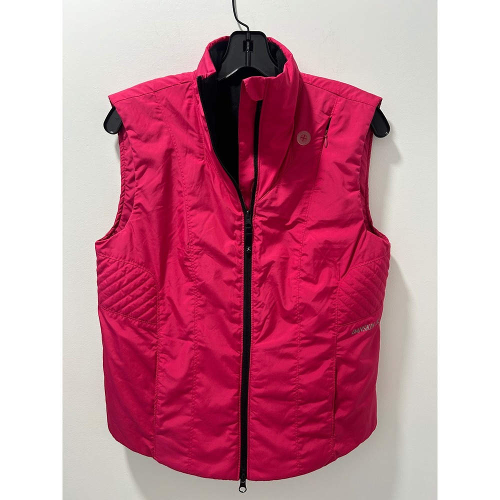 Danskin Womens Pink Quilted Full Zip Activewear Puffer Vest Medium Lightweight